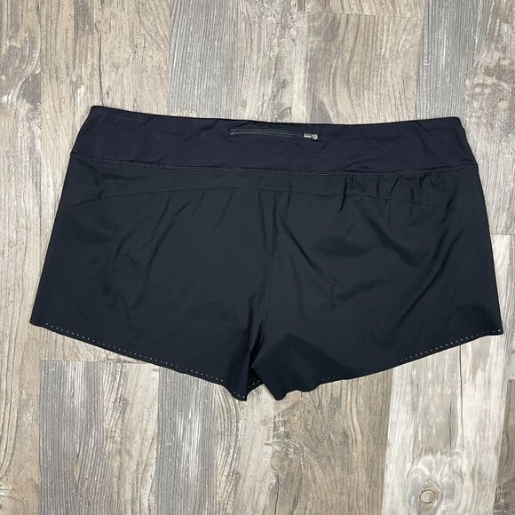 Athleta Laser Run 2 In 1 Running Shorts 2X Black Zip Pocket Built In Brief - Picture 2 of 11